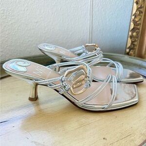 ANTONIO MELANI metallic heel strappy sandals NWT